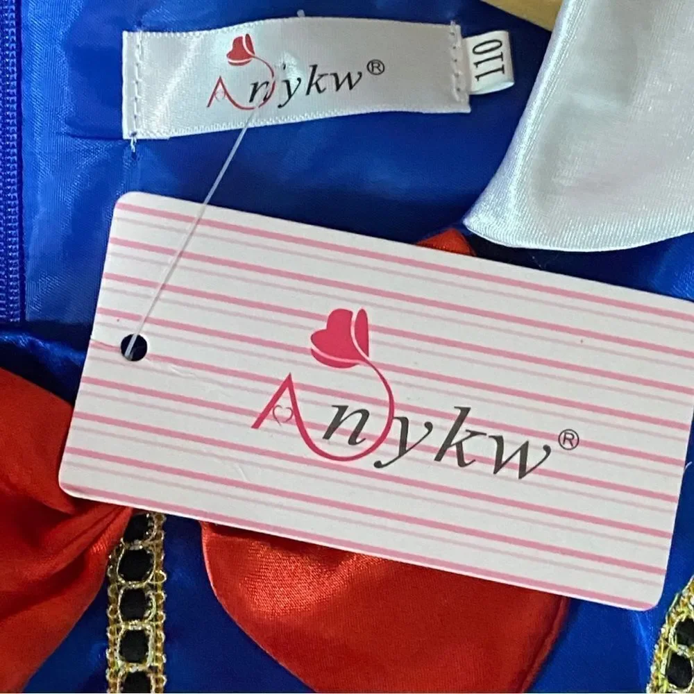 New Snow White Princess Halloween Costume Dress Ups Set Size 4-5